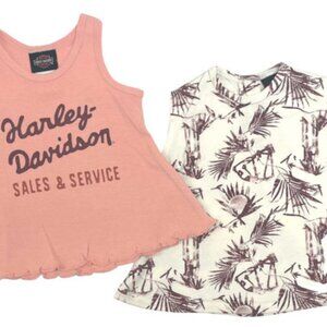 Harley-Davidson Baby Girls' 2-Pack Infant Summer Dresses Set Pink & Beige